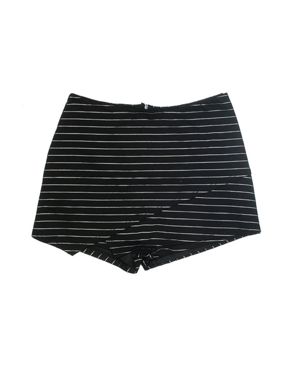Lulus Black White Striped Wrap Skort Shorts Size L High Waist Mini Skirt Short